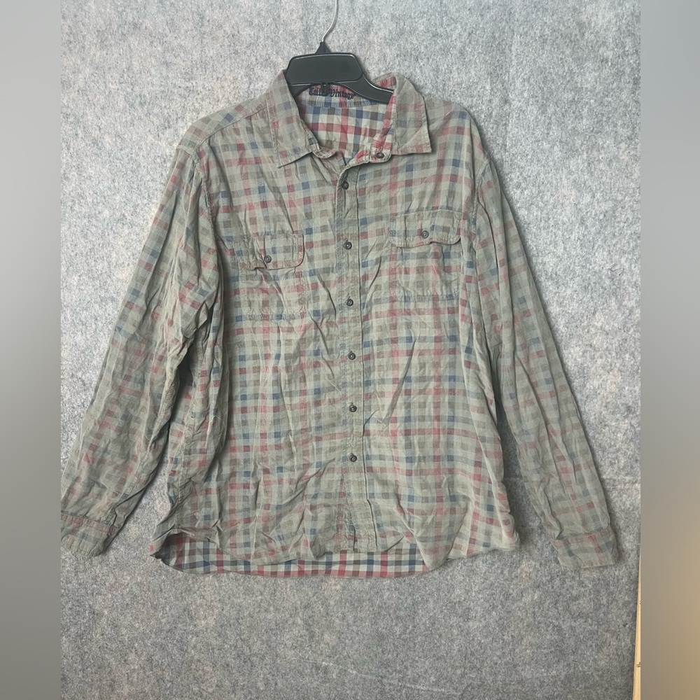 Taylor‎ Vintage Men’s XL reversible Plaid Button-Up Shirt Green & Red Flannel